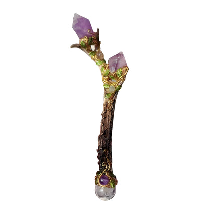 Handcrafted Amethyst Antler Crystal Wand | Ritual Tool for Energy Healing, Meditation & Protection