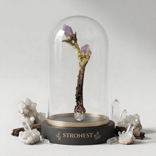 Handcrafted Amethyst Antler Crystal Wand | Ritual Tool for Energy Healing, Meditation & Protection